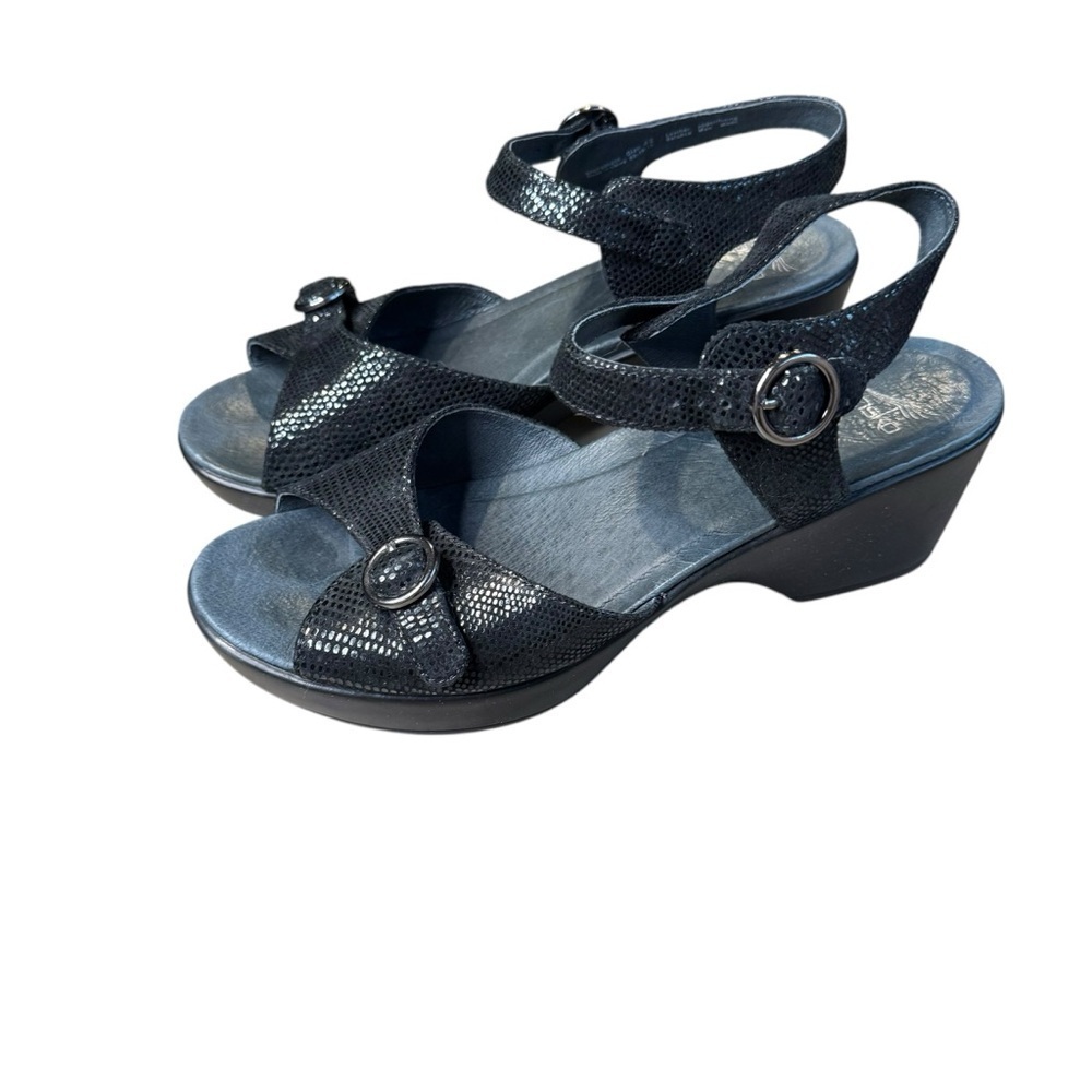 Dansko June Black Sandals Womens Sz 42 EU 11.5 US Leather Platform Shoes